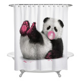 Panda Soplando Burbujas Baño Cortina De Ducha Decoración