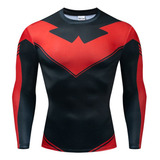 Playeras Licra Deportiva Nightwing Red Superman Fitness