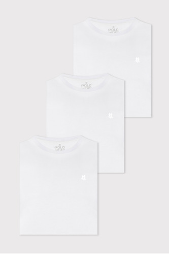 Kit 3 Camisetas Masculinas 100% Algodão Polo Wear Branco