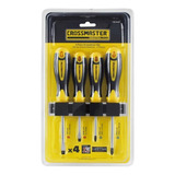 Set Kit Destornillador Plano Y Phillips Crossmaster 4 Piezas