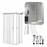 Kit Perfil Box Banheiro Alumínio Canto 1x1m Branco Sem Vidro