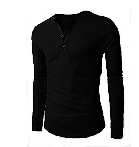 Remeras Entalladas Manga Larga Henley Hombre Tipo Chomba!