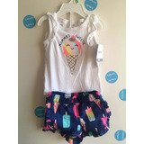 Set 2 Piezas Polera Y Short Niña Carters Original