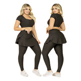 Conjunto Calça Saia E Top Fitness Moda Evangélica Com Bolso