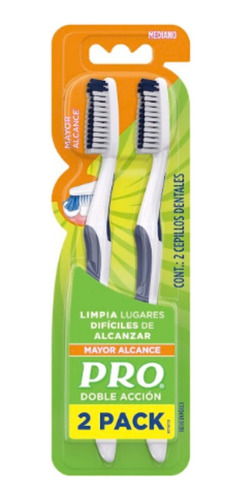 2 Pz Cepillo Dental Pro Plus Doble Acción Mayor Alcance