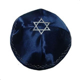 Art Judaica Jewish Hat, With Embroidered Star Of David, Blue