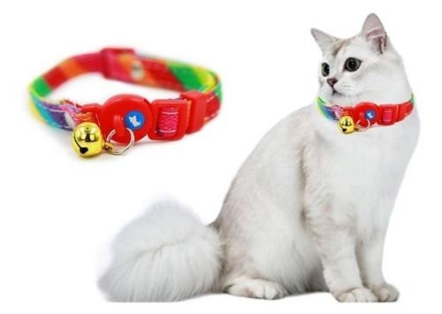 Collar Para Tu Mascota Gato De Nylon Arcoíris Hey!