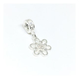 Dije Charm Colgante Flor Plata 925 Con Piedras