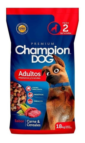 Alimento Champion Dog Medianos Y Grandes Para Perro Adulto De Raza Mediana Y Grande Sabor Carne Y Cereales En Bolsa De 18kg