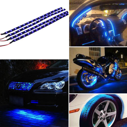 Tira De Luces Flexibles Azules De 30 Cm/15 Led Para Automóvi