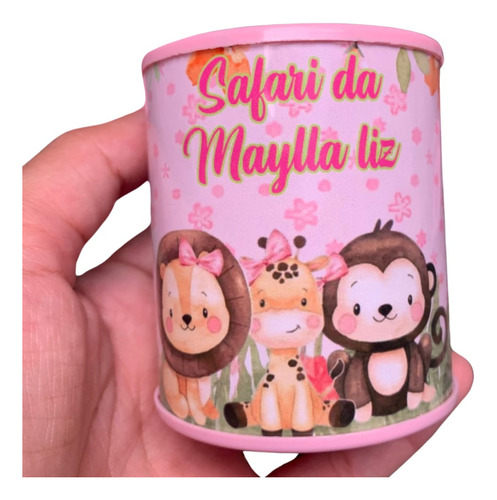 10 Mini Cofrinhos Personalizado Safari Baby