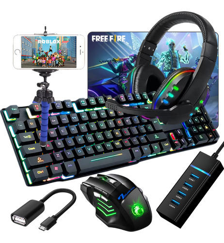 Kit Mobilador Gamer Completo Com Headset Gamer Mouse Led