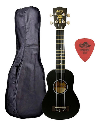 Ukulele Preto Seven Soprano Suk-07 Bk + Capa