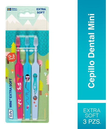 3 Cepillos Dentales Tepe 0-3 Años-mini Extra Soft Con Diseño