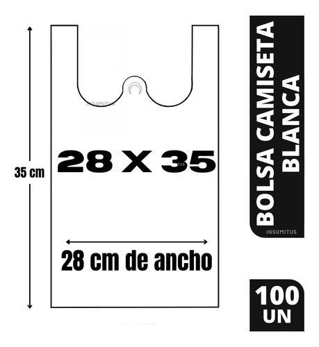 Bolsa Camiseta Blanca 28x35cm (100un) / Bolsa Plastica 