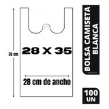 Bolsa Camiseta Blanca 28x35cm (100un) / Bolsa Plastica 