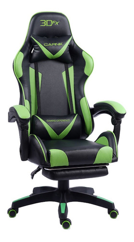 Silla Gamer 3dfx Garnik Con Reposa Pies Negra Verde C Negro