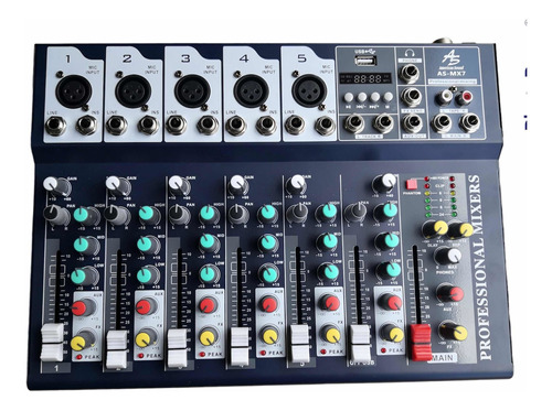 Mixer Américan Sound 7 Canales Usb Bluetooth 