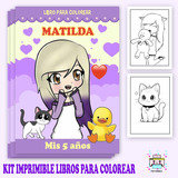 Kit Imprimible Librito Pintar Colorea Personalizado Lyna
