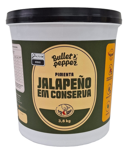 Picles Pimenta Jalapeno Conserva 2kg Drenado Bullet Pepper