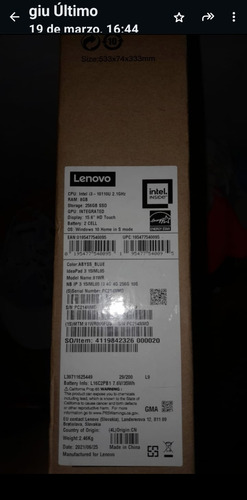 Notebook Lenovo 15 Pulgadas, Touch  Abyss Blue 