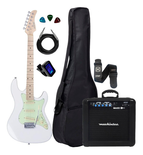 Kit Guitarra Sts100 Wh Branca Capa Cubo +strinberg  Sts 100