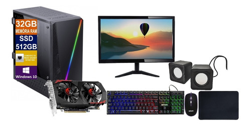 Pc Cpu I7 6700 / Ssd 512gb, 32gb Ddr4, Rx 550 4gb + Monitor 