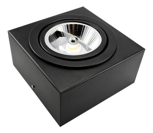 Spot Plafon Sobrepor Box Ar111 Direcionável + Led 12w Cor Preto 110v/220v (bivolt) Iluminar Ambiente Plafon Box
