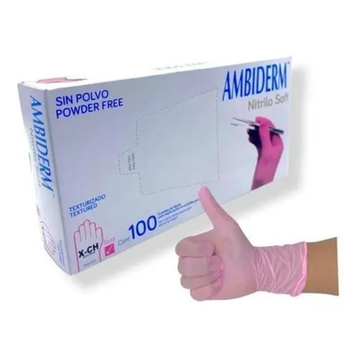 Guantes descartables antideslizantes Ambiderm Soft color rosa talle XS de nitrilo x 100 unidades | MercadoLibre