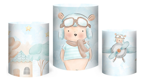 Trio Capa Cilindros 3d Festa Tecido Veste Fácil Temas