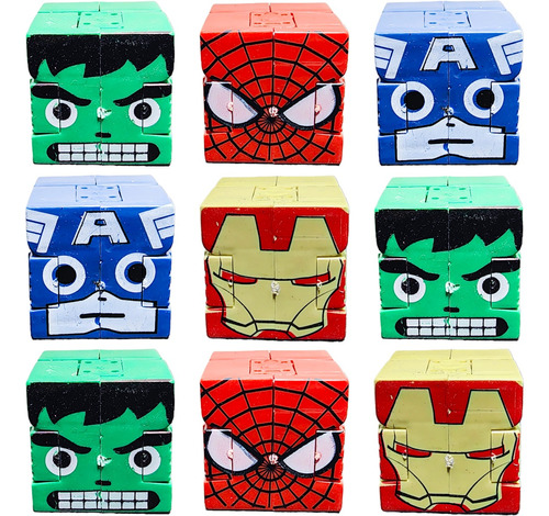 Muñeco Cubo Avengers Spiderman Juguete Souvenir Piñata X 8