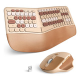 Mofii Combo Teclado Y Mouse Ergonómico Inalámbrico, Cómodo Y