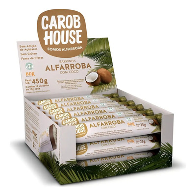 Barrinhas Alfarroba Com Coco 25g 18 Tabletes - Carob House | Frete grátis