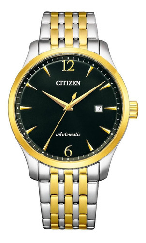 Reloj Citizen Nj011484e Automatic Hombre Color De La Malla Plateado Color Del Bisel Dorado Color Del Fondo Negro