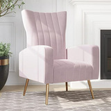 Silla Decorativa De Terciopelo Con Brazos - Kinsley (rosa)