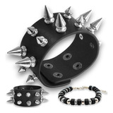 Bracelete Pulseira Couro Spike Tachas Punk Rock Metal 5