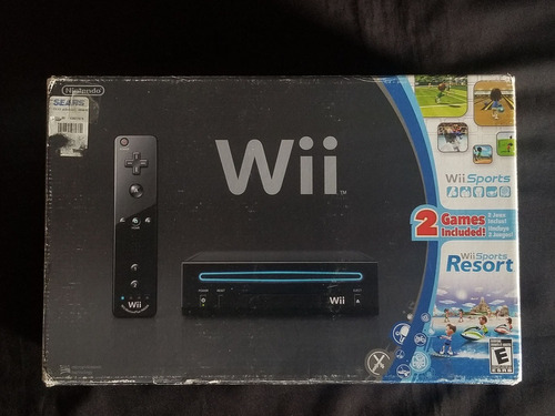 Consola Wii Negro + Cables + Controles + Caja Sin Juegos