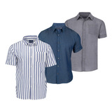 Paquete De 3 Camisas Para Hombre Manga Corta De Moda Casual