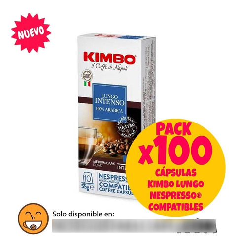 Pack 100 Cápsulas Kimbo Lungo Nespresso® Compatibles 