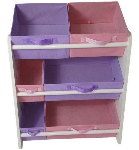 Organizador De Brinquedo Médio  Rosa E Lilas