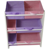 Organizador De Brinquedo Médio  Rosa E Lilas