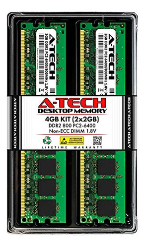 A-tech 4gb (2x2gb) Ddr2 800mhz Dimm Pc2-6400 1.8v Cl6 Actual