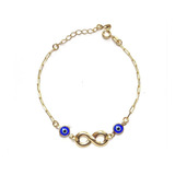 Pulsera Infinito Ojo Turco Enchapado Oro 18k