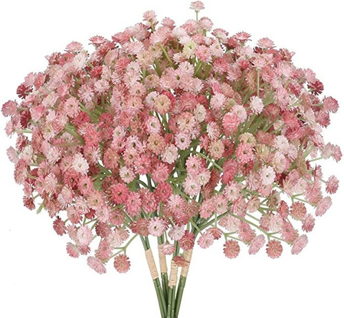 Ailanda 12pcs Flores Artificiales Baby Breath Pink Real Tou