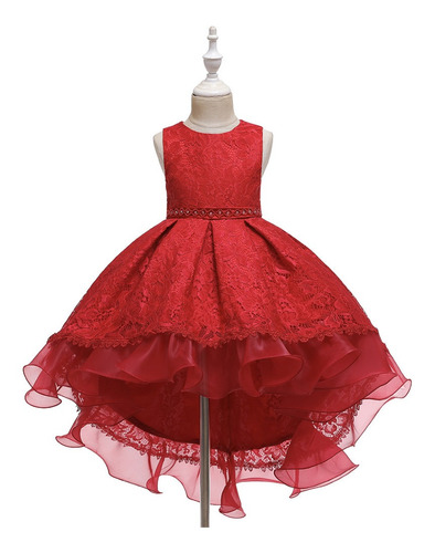 Elegante Vestido Rojo Para Fiesta De Cumpleaños Para Niñas