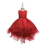 Elegante Vestido Rojo Para Fiesta De Cumpleaños Para Niñas