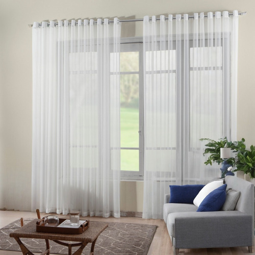 Cortina Voil Transparente Para Sala Ou Quarto 3,00 X 2,50 Cor Branco