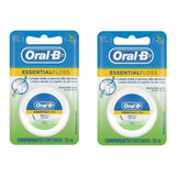 Kit Com 2 Fio Dental Encerado Essential Floss Menta Oral-b
