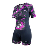 Macaquinho Feminino De Ciclismo Marcio May Funny Pink Wheels