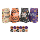 24 Bolsas De Papel For Dulces De Halloween Con Pegatinas.